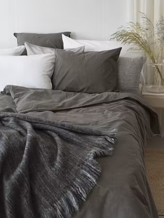 Washed Grå Bäddset Borganäs of Sweden Enkeltäcke 150x210