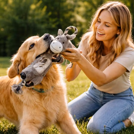 Åsna, återvunnen plysch/rep, 66 cm