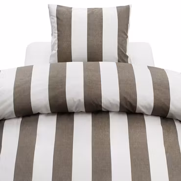 Block Stripe Brun Randigt Bäddset 150x210 Borganäs of sweden