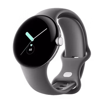 Watch Google Pixel Watch LTE 41mm Polished Silver Case with Sport Band - Charcoal