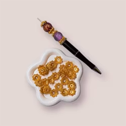 Pärlhatt "krumelur" 14mm GULD 10st