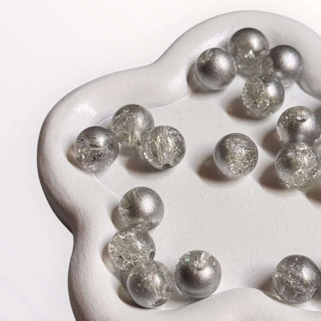 Glaspärlor 10mm Silver/clear 20st