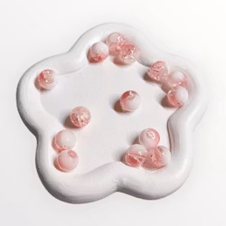 Glaspärlor 10mm Rosa/vit 20st