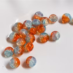 Glaspärlor Orange/blå 20st