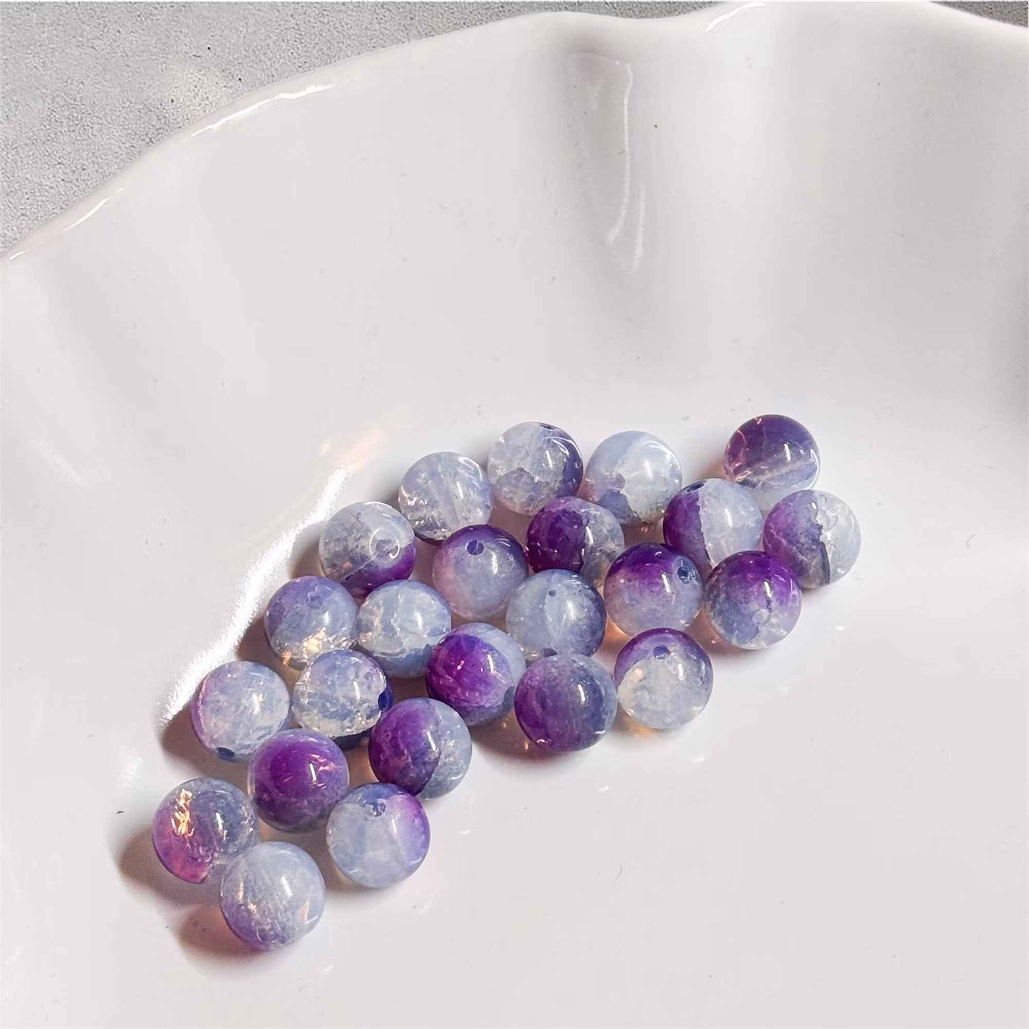 Glaspärlor 10mm Lila/blå 20st