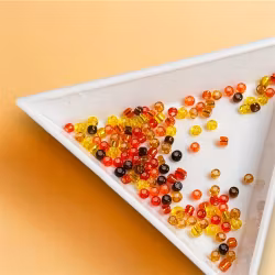 Seedbeads 2mm Orange/gul mix 5g