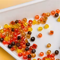 Seedbeads 2mm Orange/gul mix 5g