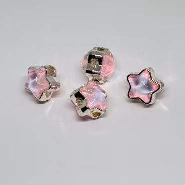 Multihålspärla 4 hål - Stjärna Rosa 1st