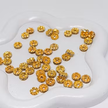 Strassrondeller 6mm Guld ca 50st