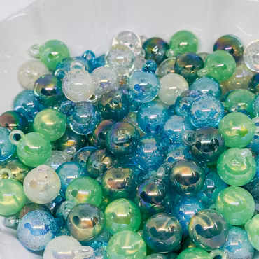 Pendant beads 16mm Grön/blå mix 10st