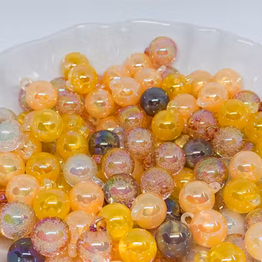 Pendant beads 16mm Gul/orange/brun mix 10st