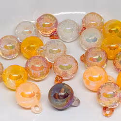 Pendant beads 16mm Gul/orange/brun mix 10st