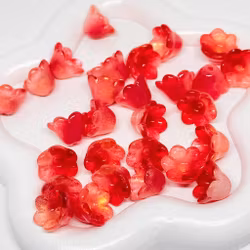 Glasblommor liljekonvalj Röda/guldskimmer 30st