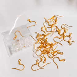 Diy Örhängen + silikonpluppar Guld ca 35st