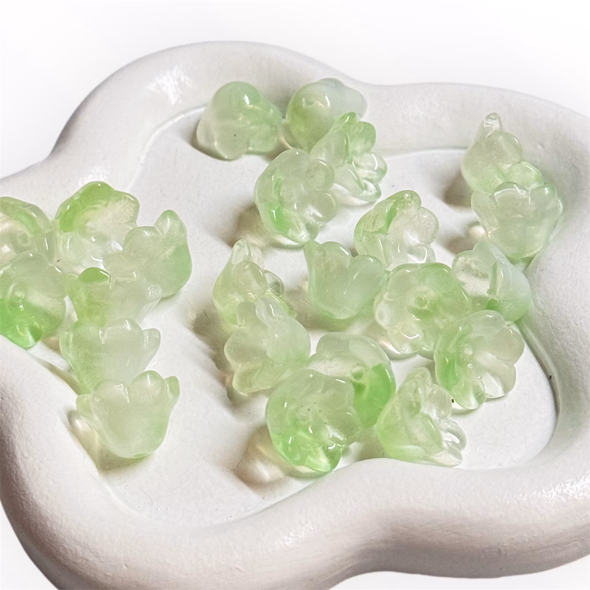 Glasblommor liljekonvalj Grön/vit 15st