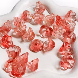 Glasblommor liljekonvalj Röd/clear 15st