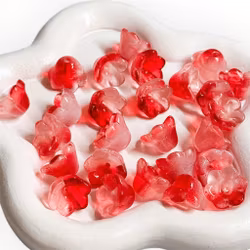 Glasblommor liljekonvalj Röd/vit 15st