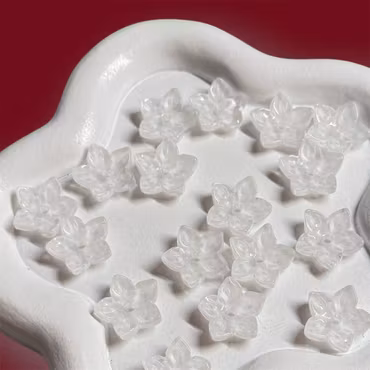 Glasblommor "snövit" 20st