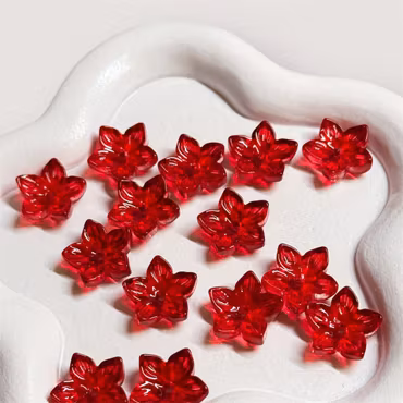 Glasblommor "julröd" 20st