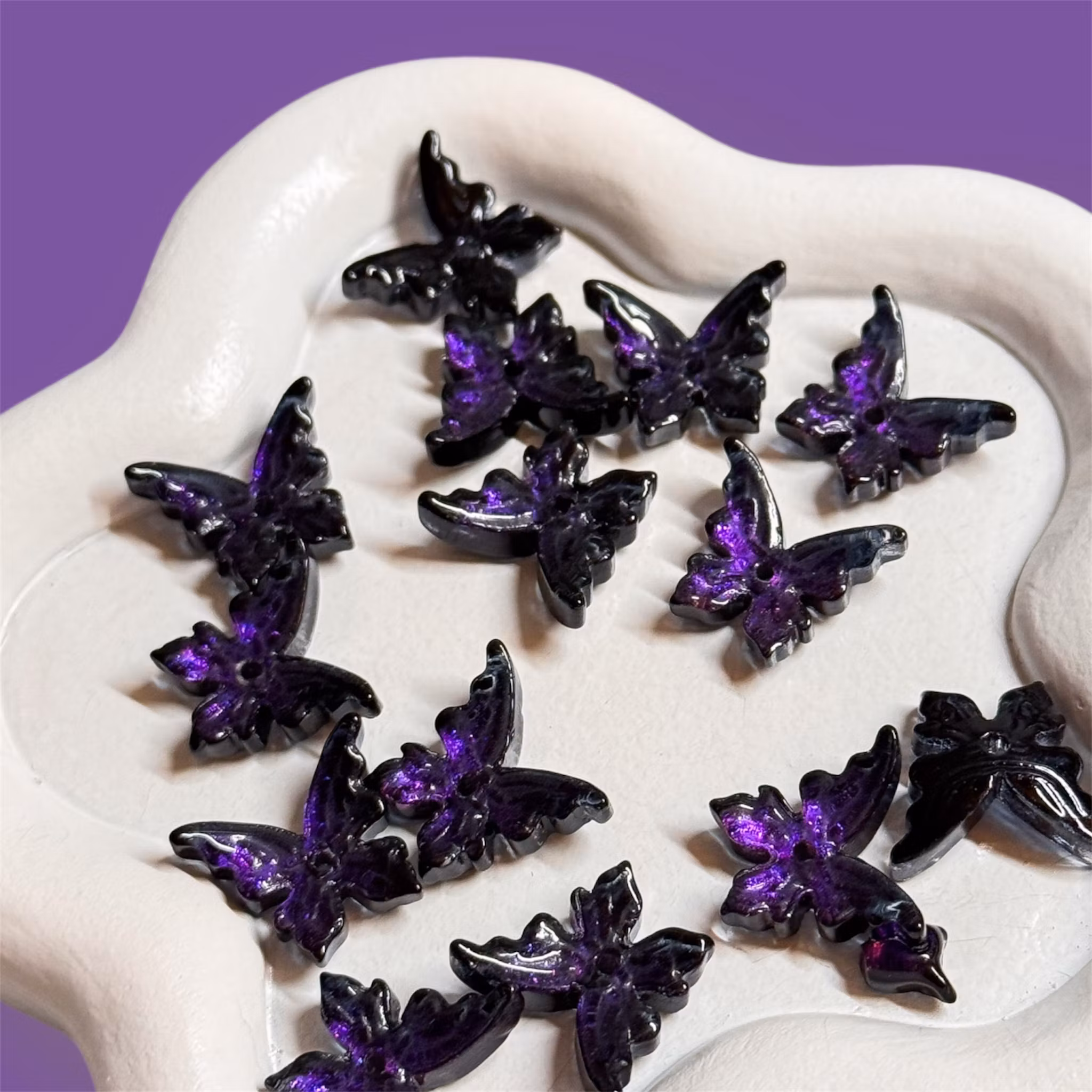 Glasfjärilar Svart/lila 20st