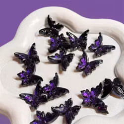 Glasfjärilar Svart/lila 20st