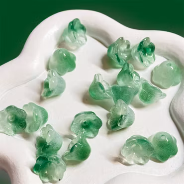 Glasblommor "liljekonvalj" Julgrön 15st