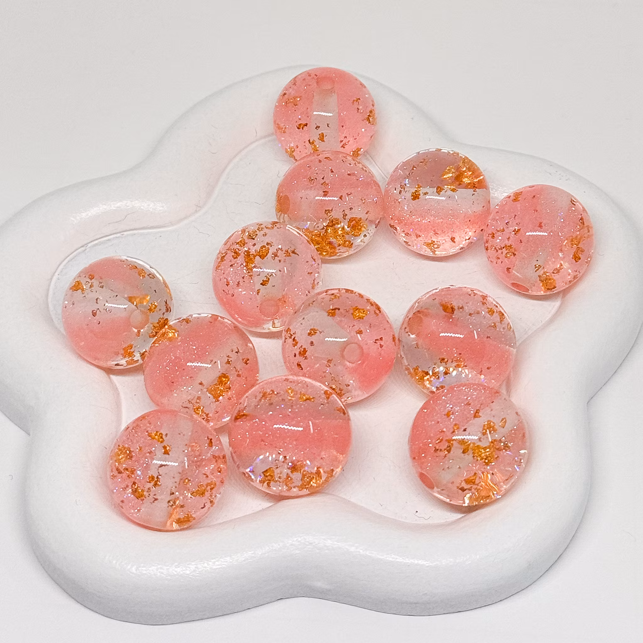 16mm Glitter/gold flakes Rosa 1st