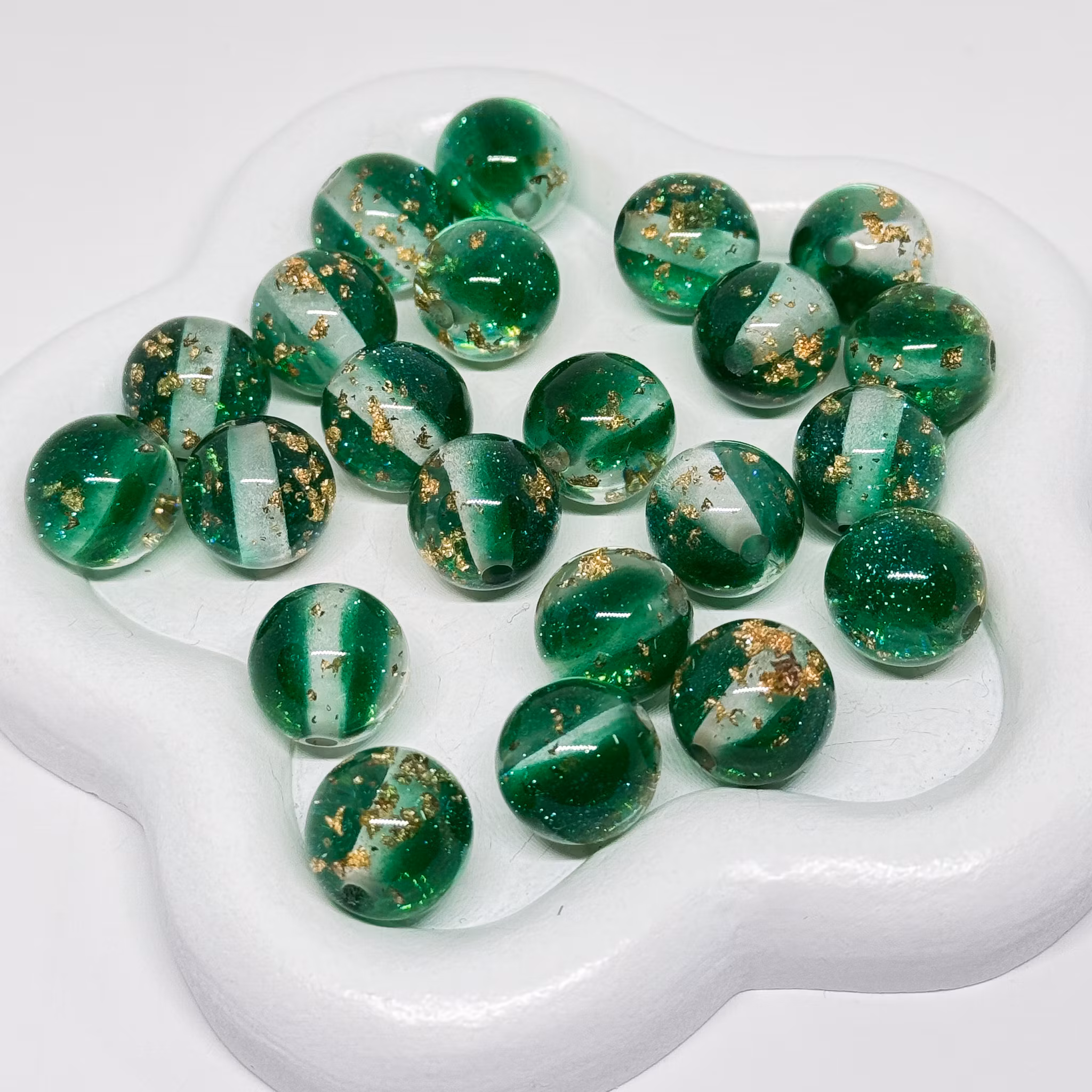 12mm Glitter/Gold flakes Grön 1st