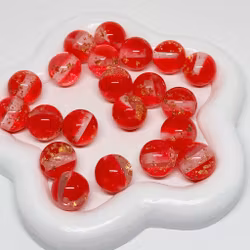 12mm Glitter/Gold flakes Röd 1st