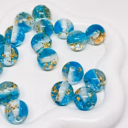 12mm Glitter/Gold flakes Turkos 1st