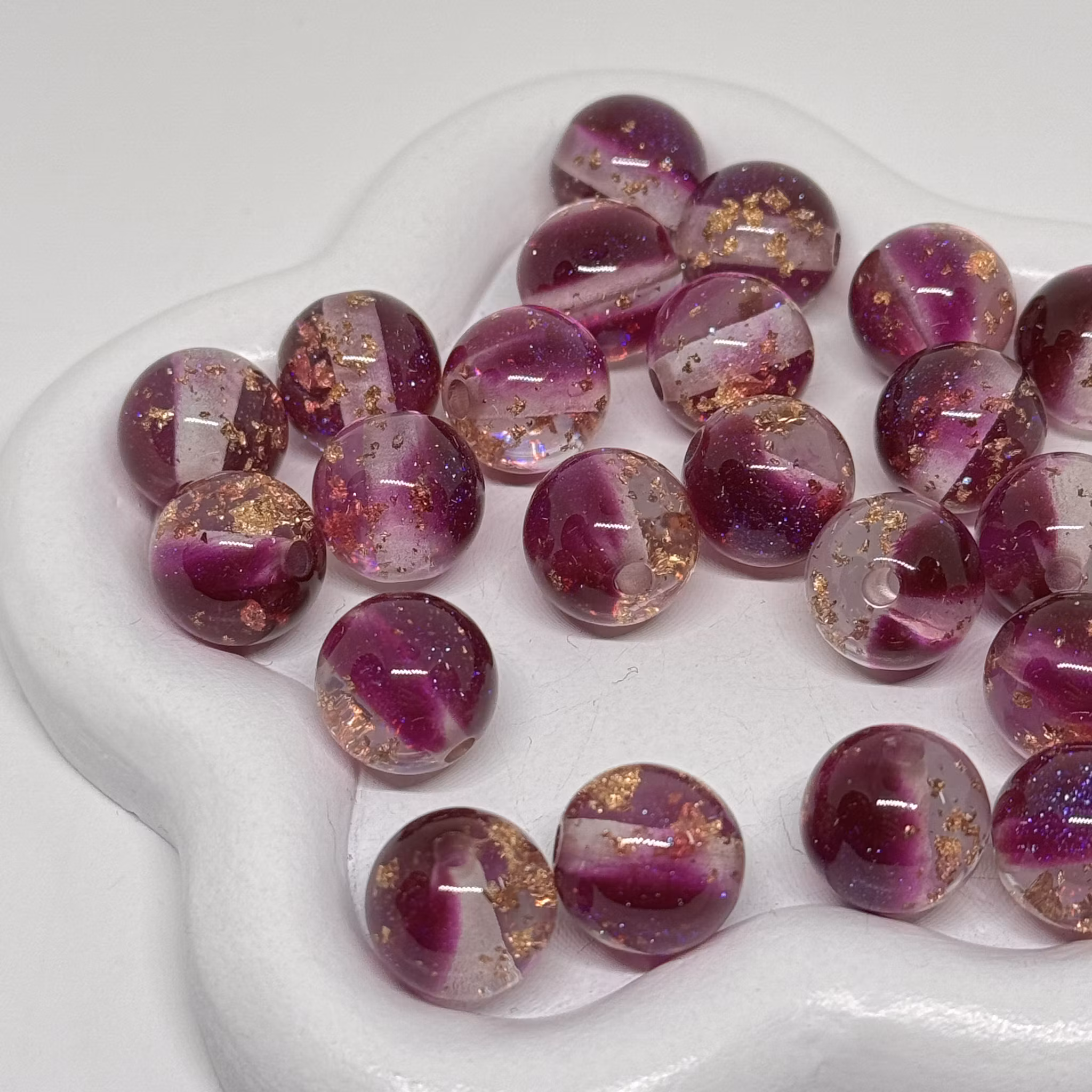 12mm Glitter/Gold flakes Lila 1st