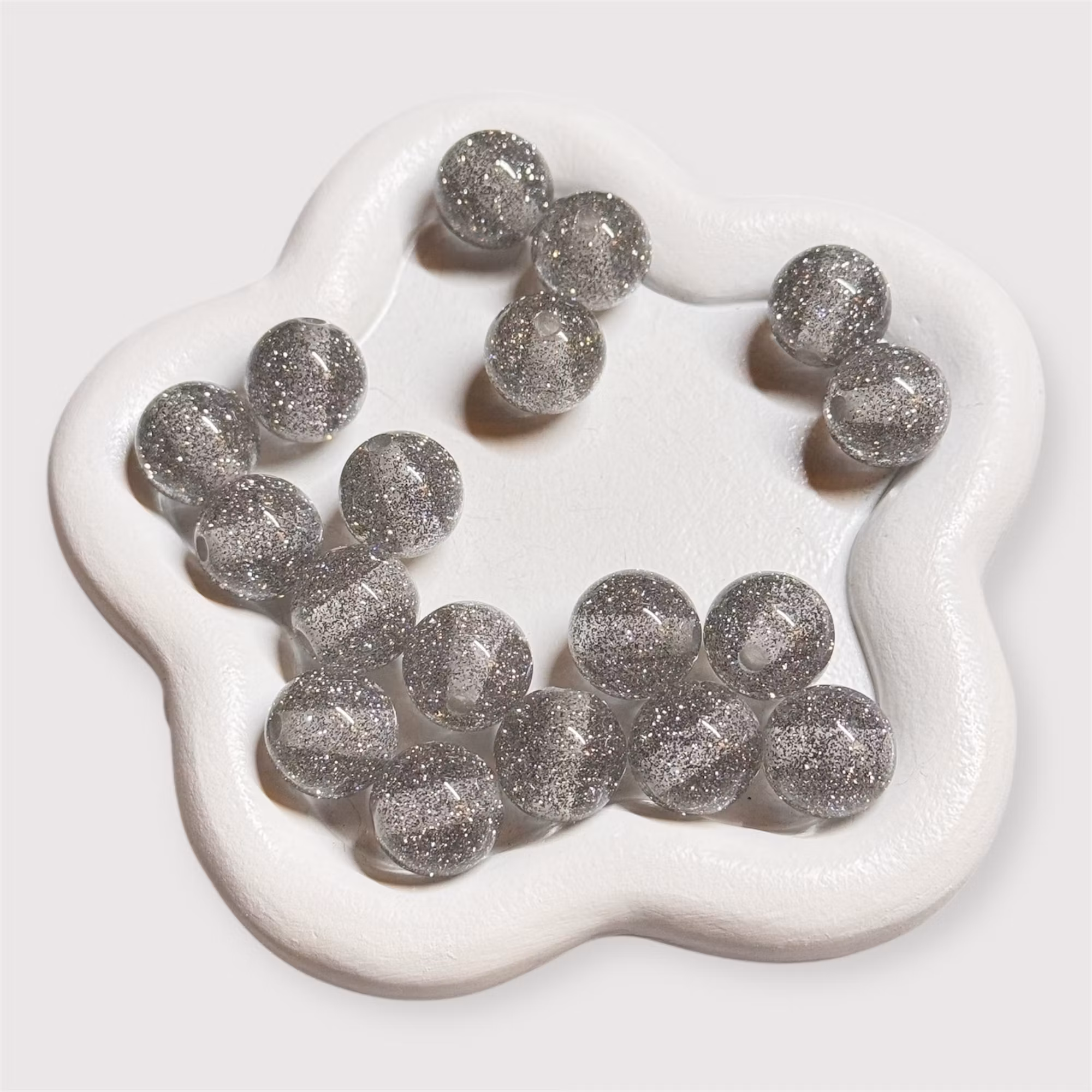 12mm Glitterpärlor Silver 1st