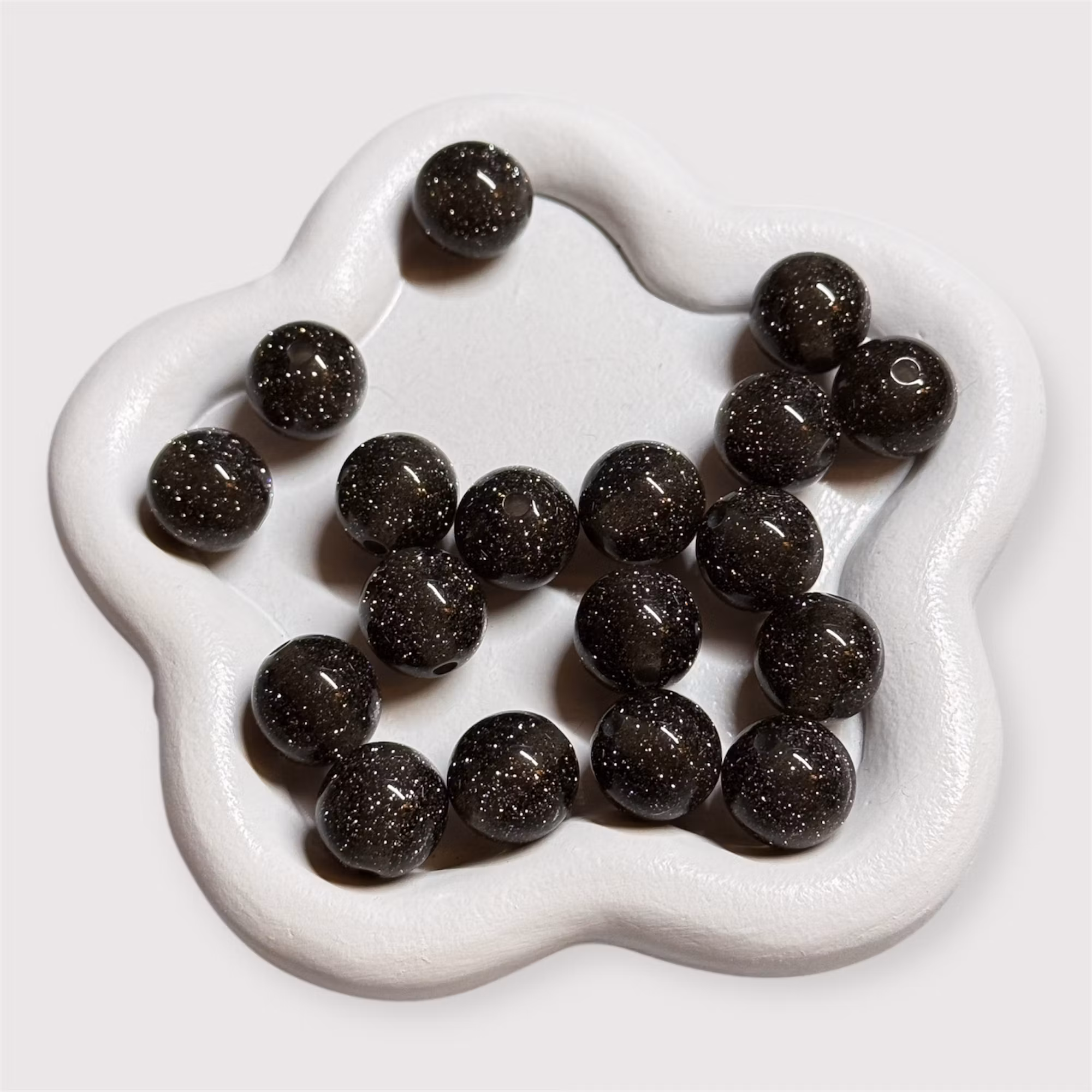 12mm Glitterpärlor Svart 1st