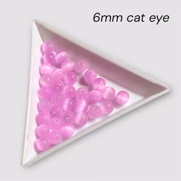 6mm cat eye glaspärlor Lila 50st