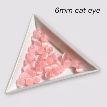 6mm cat eye glaspärlor Rosa 50st