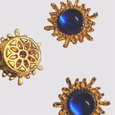 Multihålspärla 6 hål SOL "royal blue" guld 1st