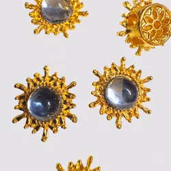 Multihålspärla 6 hål SOL "ljusblå" guld 1st