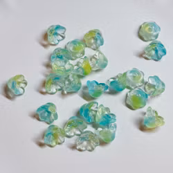 Glasblommor liljekonvalj blå/grön 15st