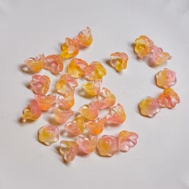 Glasblommor liljekonvalj rosa/gul 15st