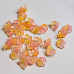 Glasblommor liljekonvalj rosa/gul 15st