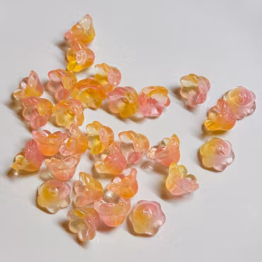 Glasblommor liljekonvalj rosa/gul 15st