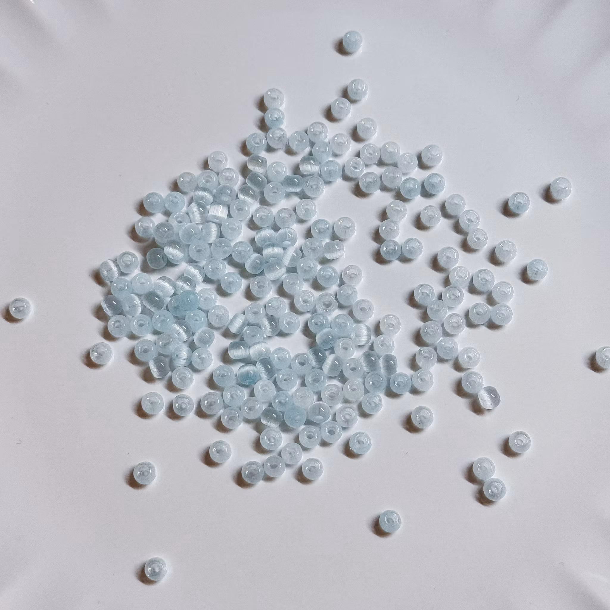 4mm Cat Eye Glaspärlor "ljusblå/turkos" ca 150st