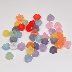 10mm frostade akrylblommor mix med hål 40st