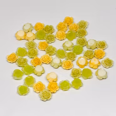 10mm hårda blommor Grön/gul mix 50st