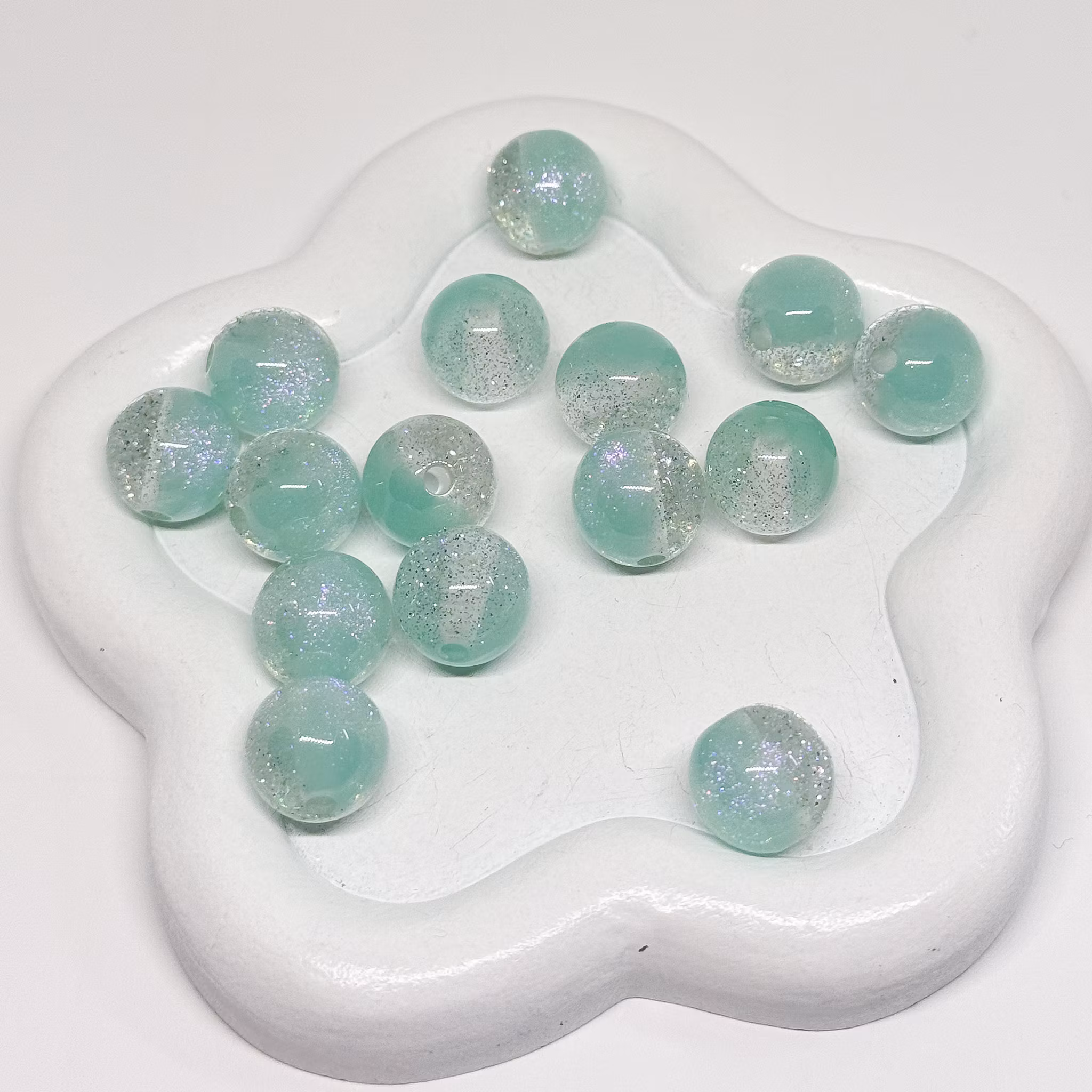 12mm Resinpärlor "Space"  Mintgrön 1st