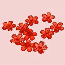 Akrylblommor m. hål 2x2cm Röd 10st
