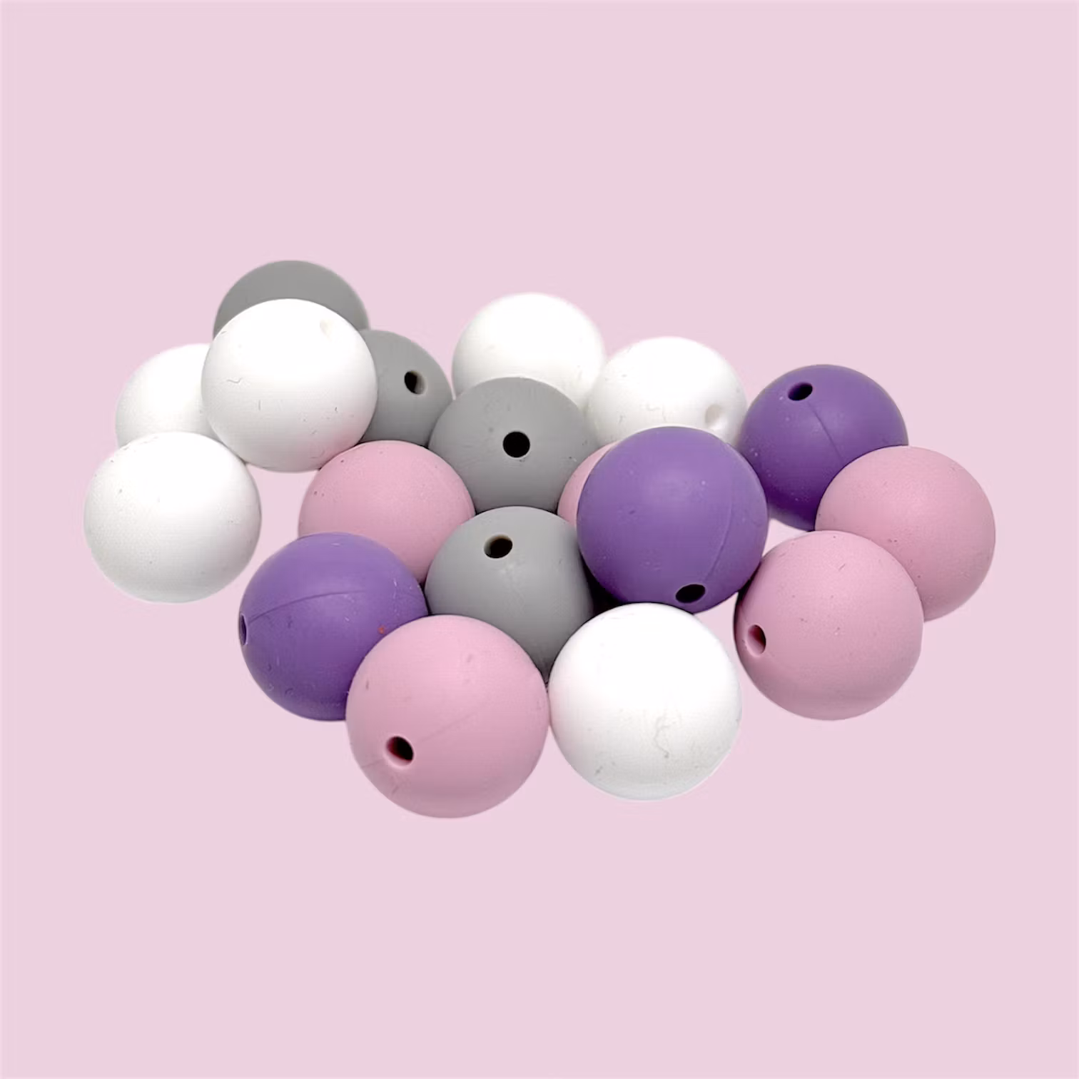 15mm Silikonpärlor Lila mix 10st