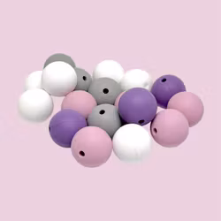 15mm Silikonpärlor Lila mix 10st
