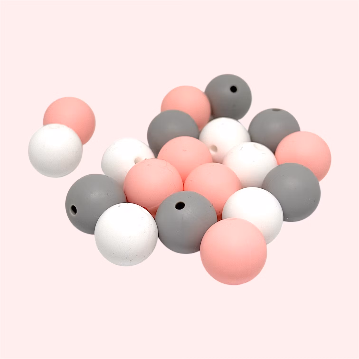 15mm Silikonpärlor Rosa mix 10st