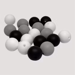 15mm Silikonpärlor Svart/vit mix 10st